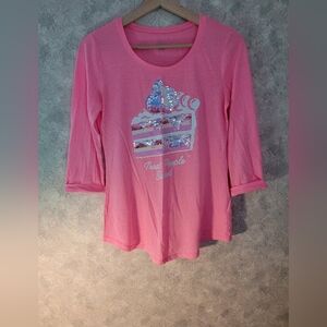 Pinl Justice Girls Top With 3/4 Sleves And Pink Sequin Cake